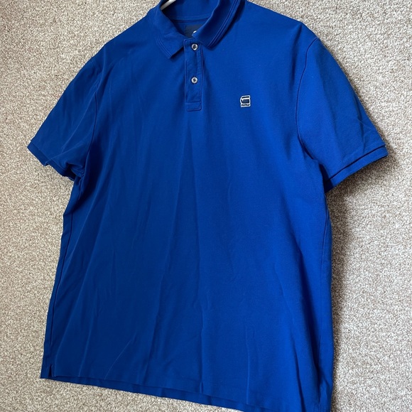 G Star Raw Mens Solid Blue Small Logo Polo Shirt Size XL - Picture 1 of 6